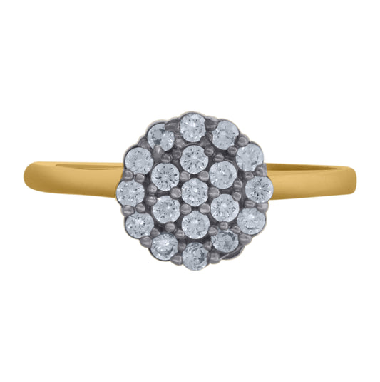 10K Two-Tone Gold Womens Cubic Zirconia Cubic-Zirconia Cluster Promise Ring