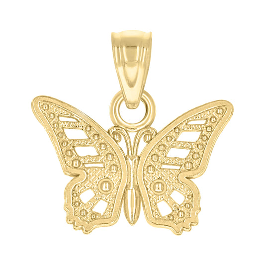 10K Yellow Gold Diamond-Cut Womens Butterfly Animal Charm Pendant