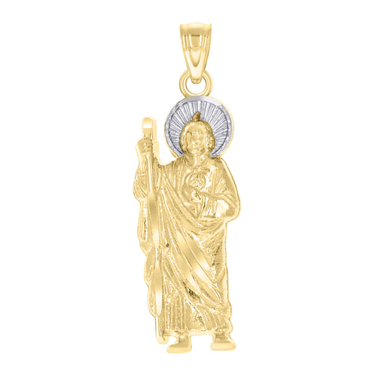 10K Gold Two-Tone Unisex Saint Jude Religious Charm Pendant