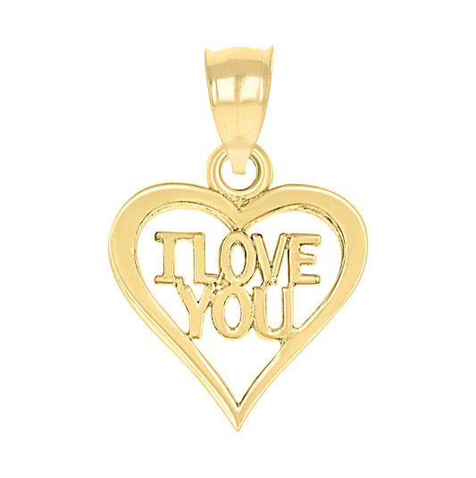 10K Yellow Gold Womens I Love You Heart Charm Pendant