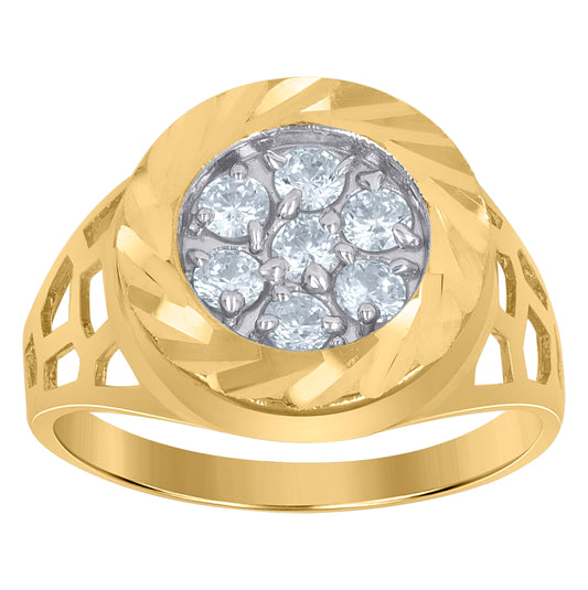 10K Two-Tone Gold Womens Cubic Zirconia Diamond Cut Engagement Ring