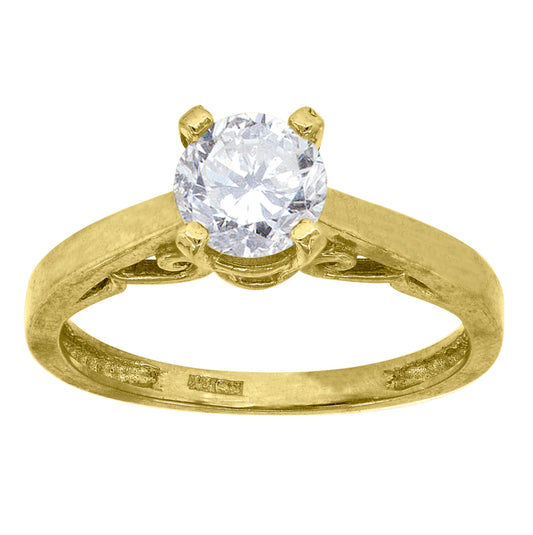 10K Yellow Gold Womens Cubic Zirconia Engagement Ring