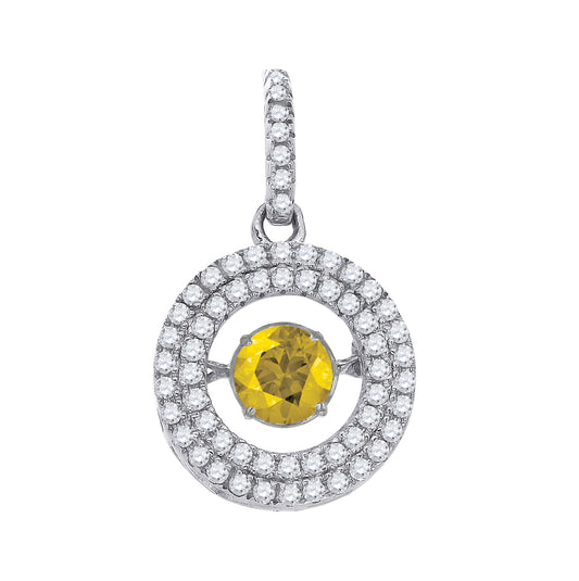 Sterling Silver Womens Yellow White Cubic Zirconia Fashion Charm Pendant