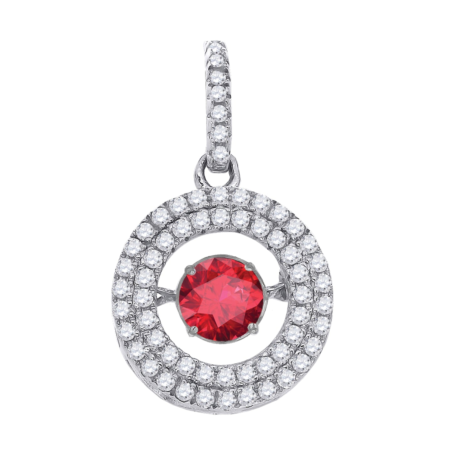 Sterling Silver Womens Red White Cubic Zirconia Fashion Charm Pendant