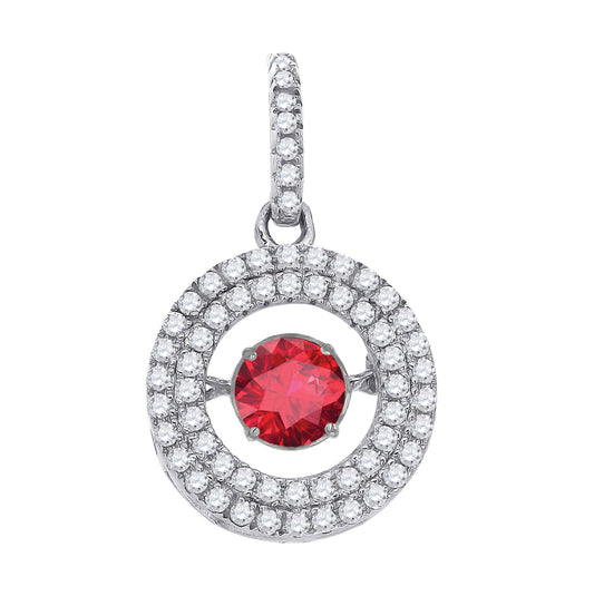 Sterling Silver Womens Red White Cubic Zirconia Fashion Charm Pendant