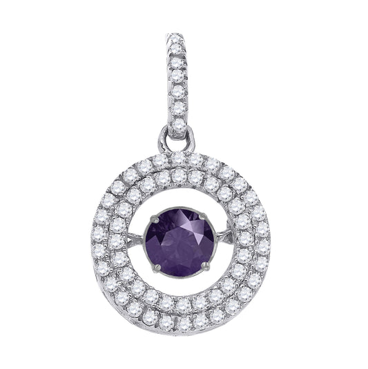 Sterling Silver Womens Purple White Cubic Zirconia Fashion Charm Pendant
