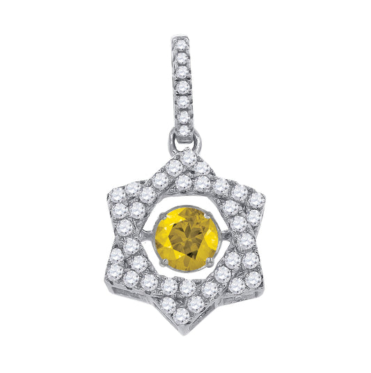 Sterling Silver Womens Yellow White Cubic Zirconia Star Charm Pendant