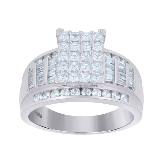 Sterling Silver Women's Cubic Zirconia Cinderella Bridal Anniversary Wedding Engagement Band Ring
