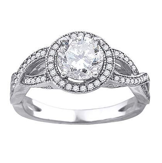 Sterling Silver Womens Cubic-Zirconia Fashion Bridal Anniversary Engagement Wedding Ring