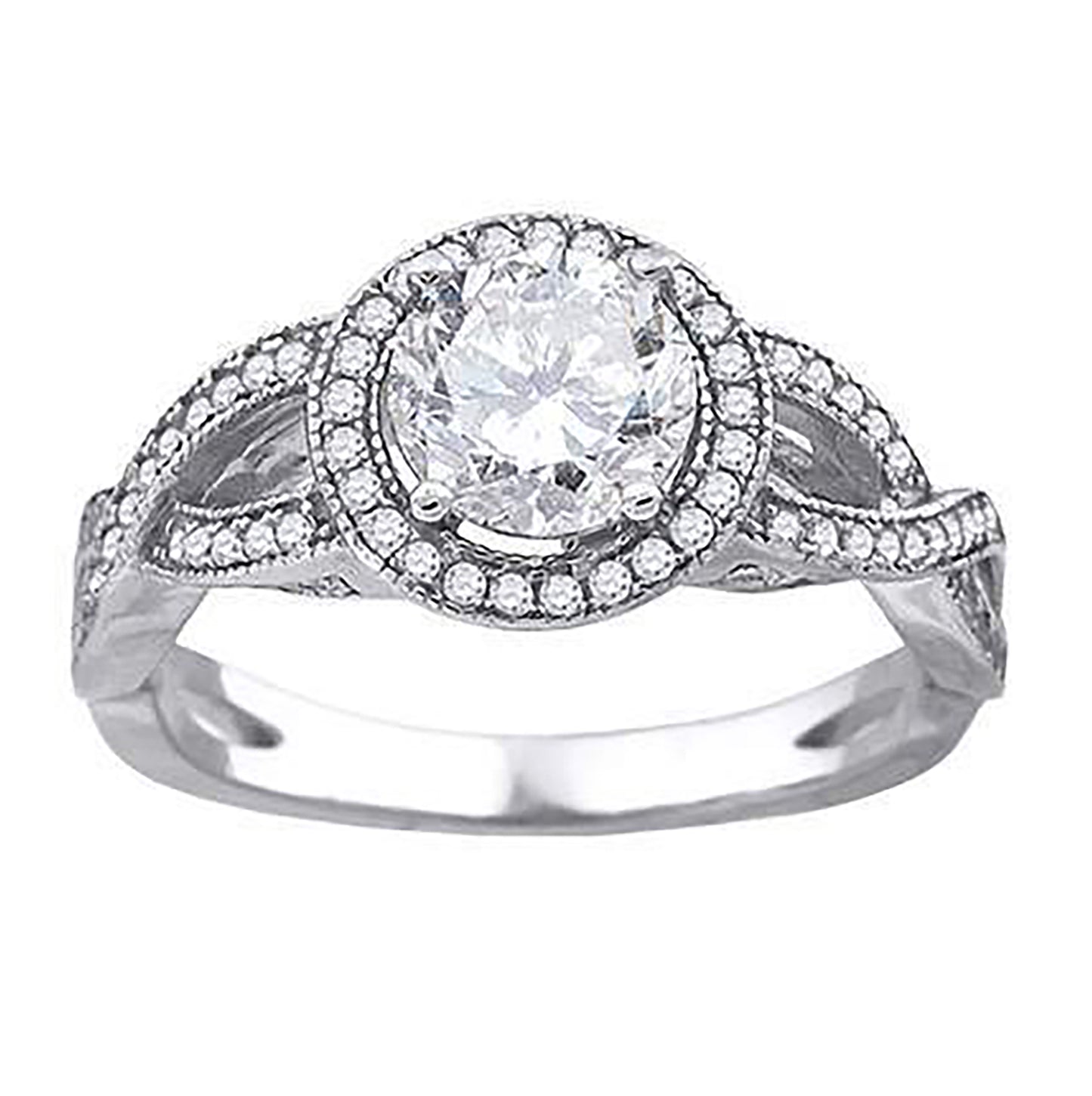Sterling Silver Womens Cubic-Zirconia Fashion Bridal Anniversary Engagement Wedding Ring