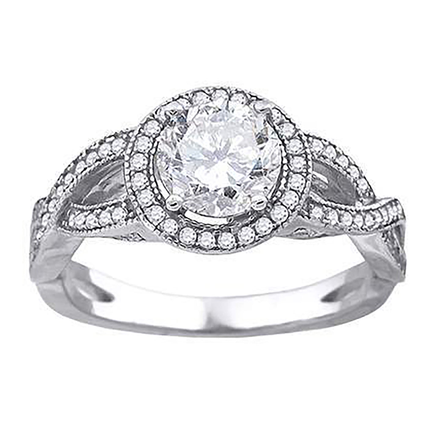 Sterling Silver Womens Cubic-Zirconia Fashion Bridal Anniversary Engagement Wedding Ring