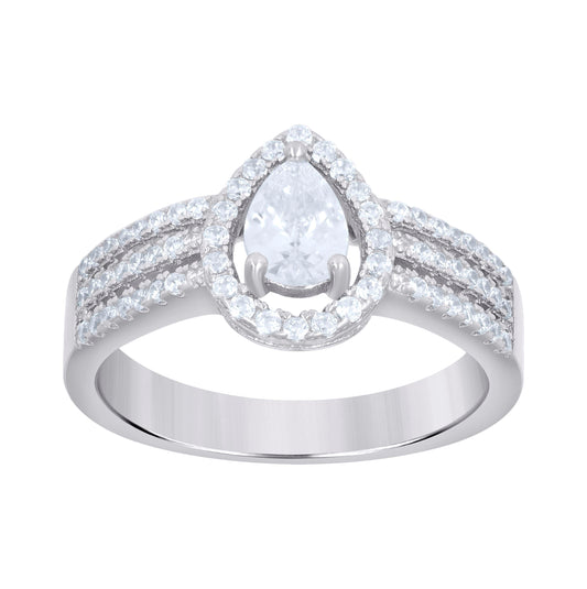 Sterling Silver Womens Pear Cubic-Zirconia Pear Fashion Bridal Anniversary Engagement Wedding Ring