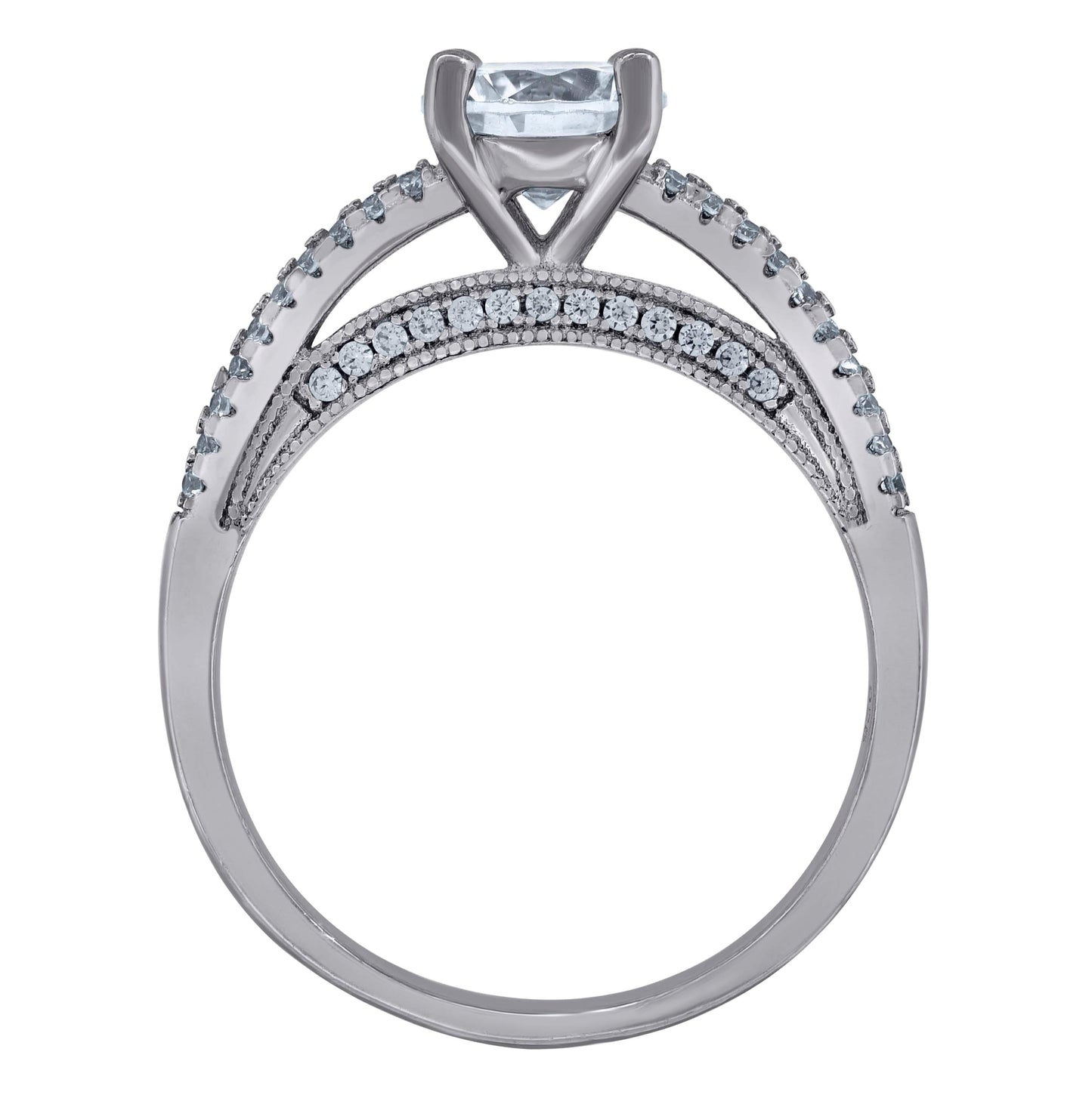 Sterling Silver Women's Cubic-Zirconia Fashion Bridal Anniversary Engagement Wedding Ring