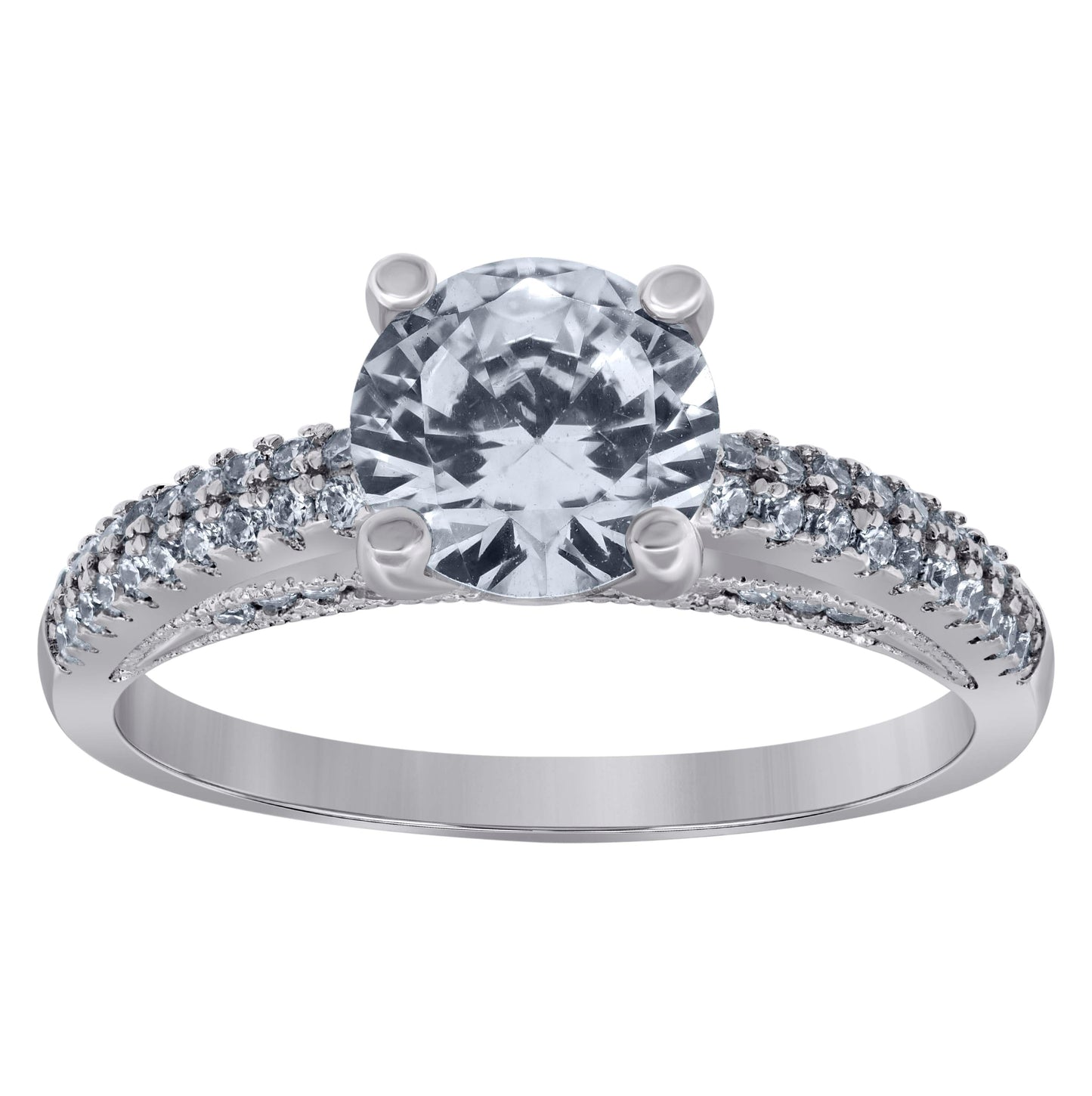 Sterling Silver Women's Cubic-Zirconia Fashion Bridal Anniversary Engagement Wedding Ring