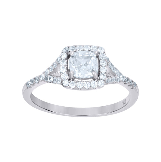 Sterling Silver Women's Princess Cut Cubic-Zirconia Fashion Bridal Anniversary Engagement Wedding Ring