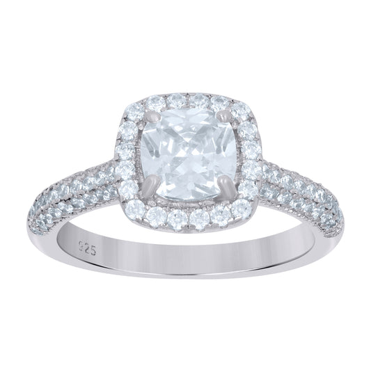 Sterling Silver Women's Princess Cut Cubic-Zirconia Fashion Bridal Anniversary Engagement Wedding Ring