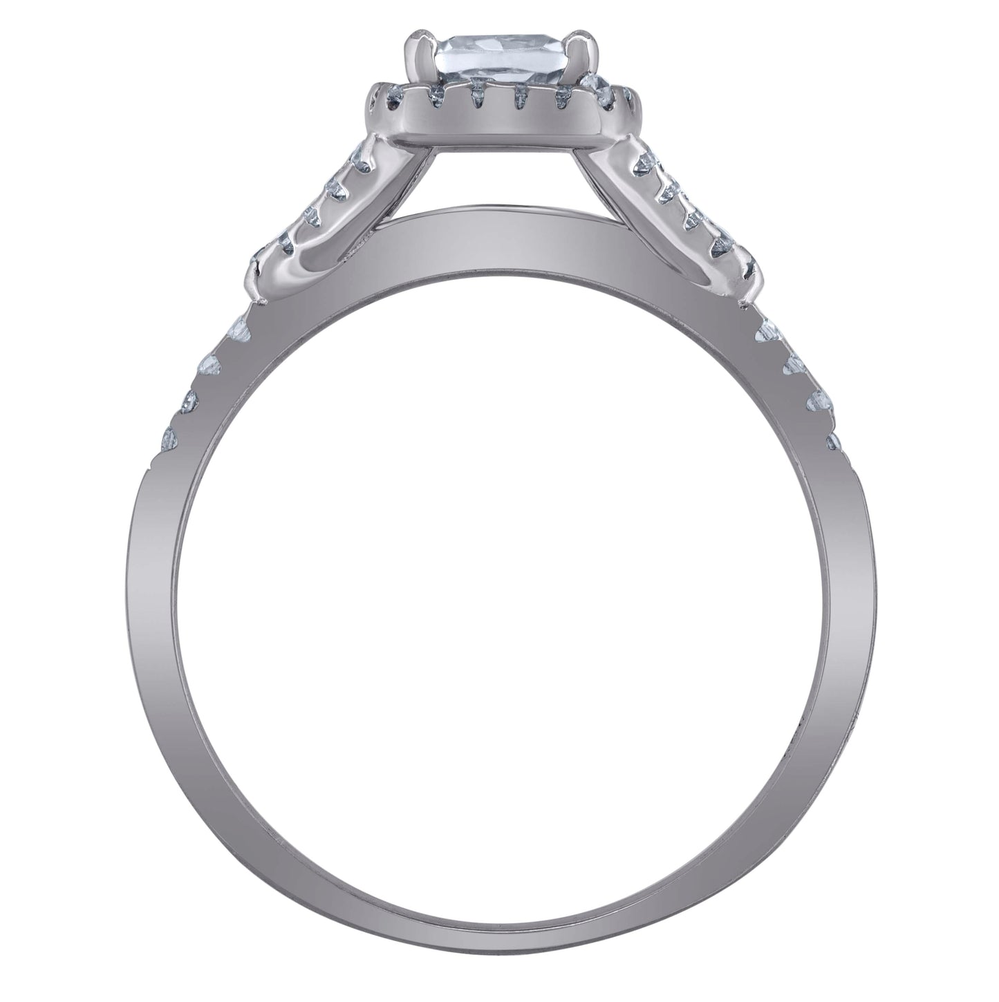 Sterling Silver Women's Princess-Cut Round Cubic-Zirconia Bridal Anniversary Engagement Wedding Ring