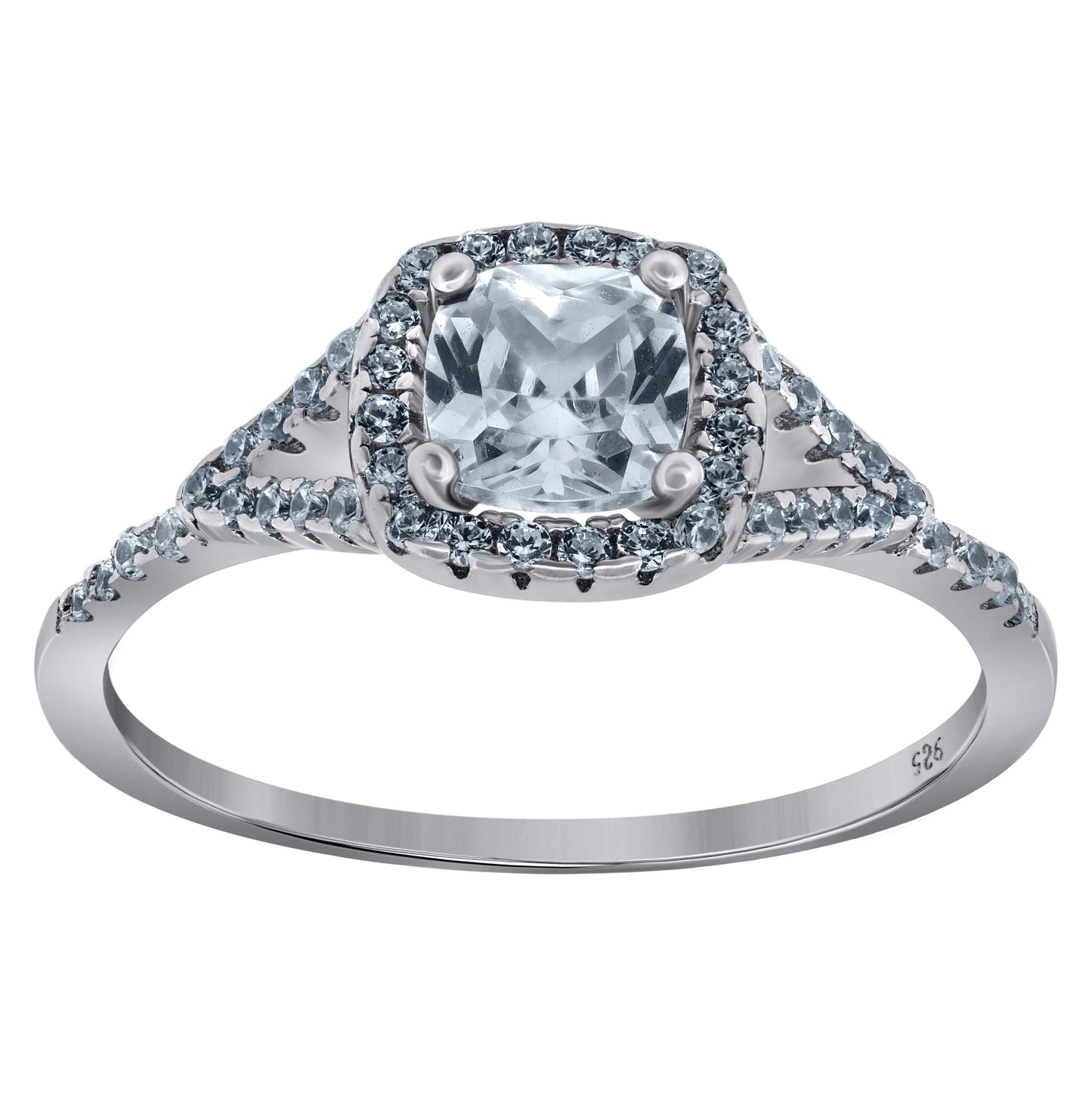 Sterling Silver Women's Princess-Cut Round Cubic-Zirconia Bridal Anniversary Engagement Wedding Ring