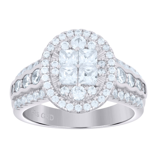 Sterling Silver Womens Cubic Zirconia Oval Bridal Anniversary Engagement Wedding Ring