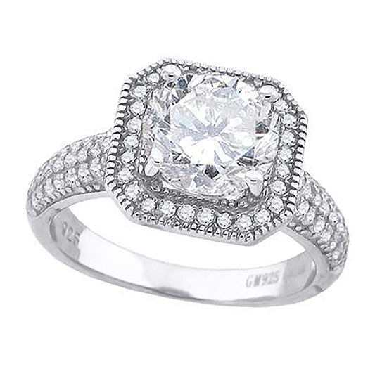 Sterling Silver Women's Cubic Zirconia Bridal Anniversary Engagement Wedding Ring