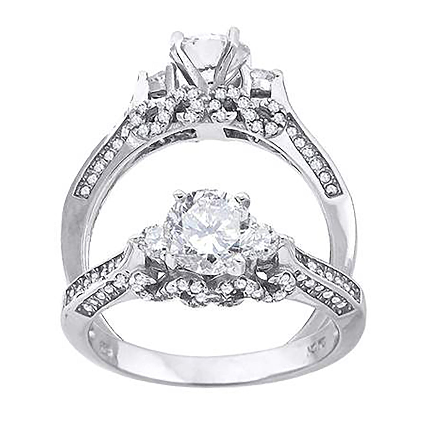 Sterling Silver Women's Cubic Zirconia Bridal Anniversary Engagement Wedding Ring