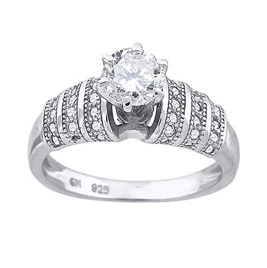 Sterling Silver Women's Cubic Zirconia Bridal Anniversary Engagement Wedding Ring