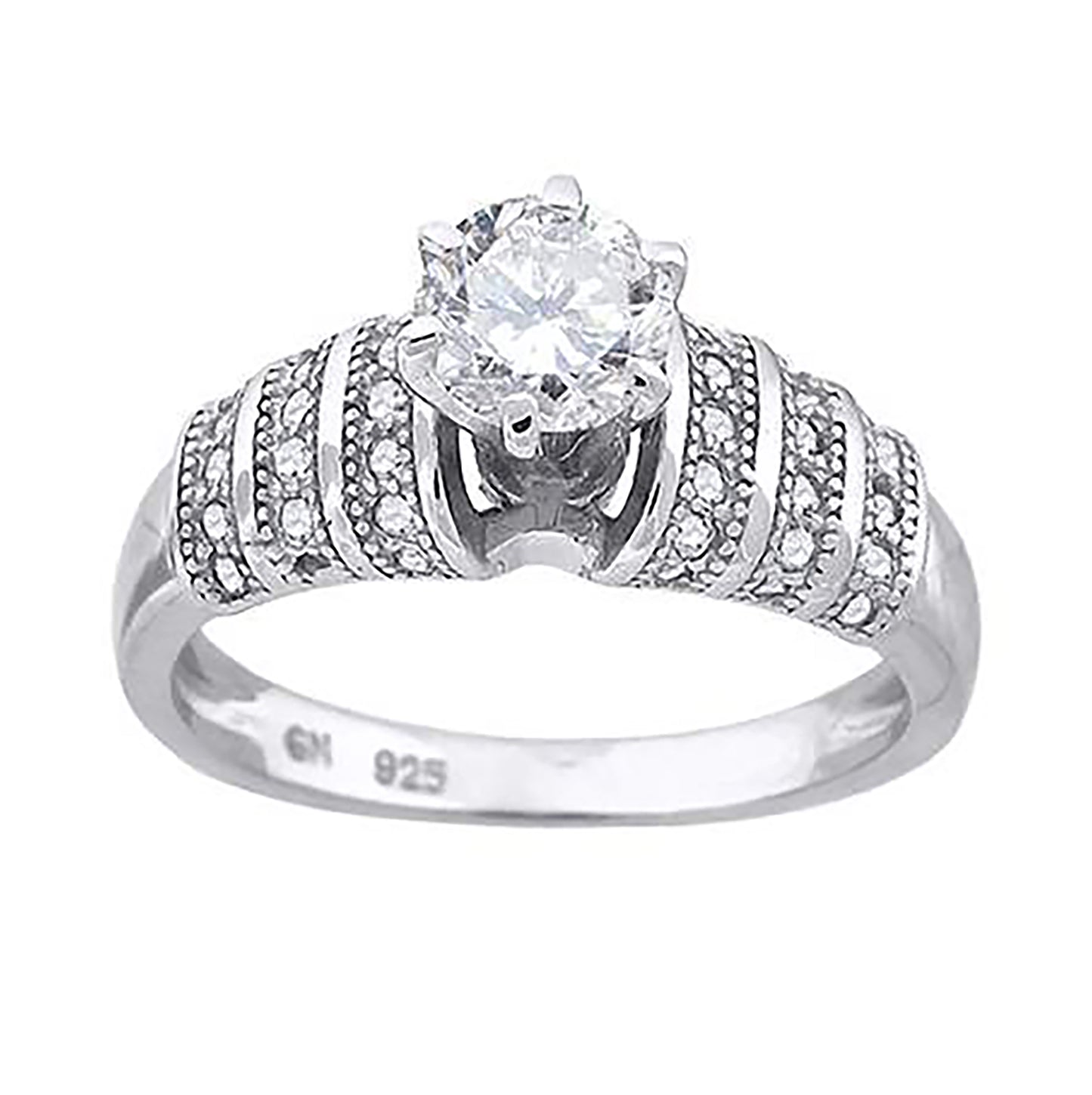 Sterling Silver Women's Cubic Zirconia Bridal Anniversary Engagement Wedding Ring