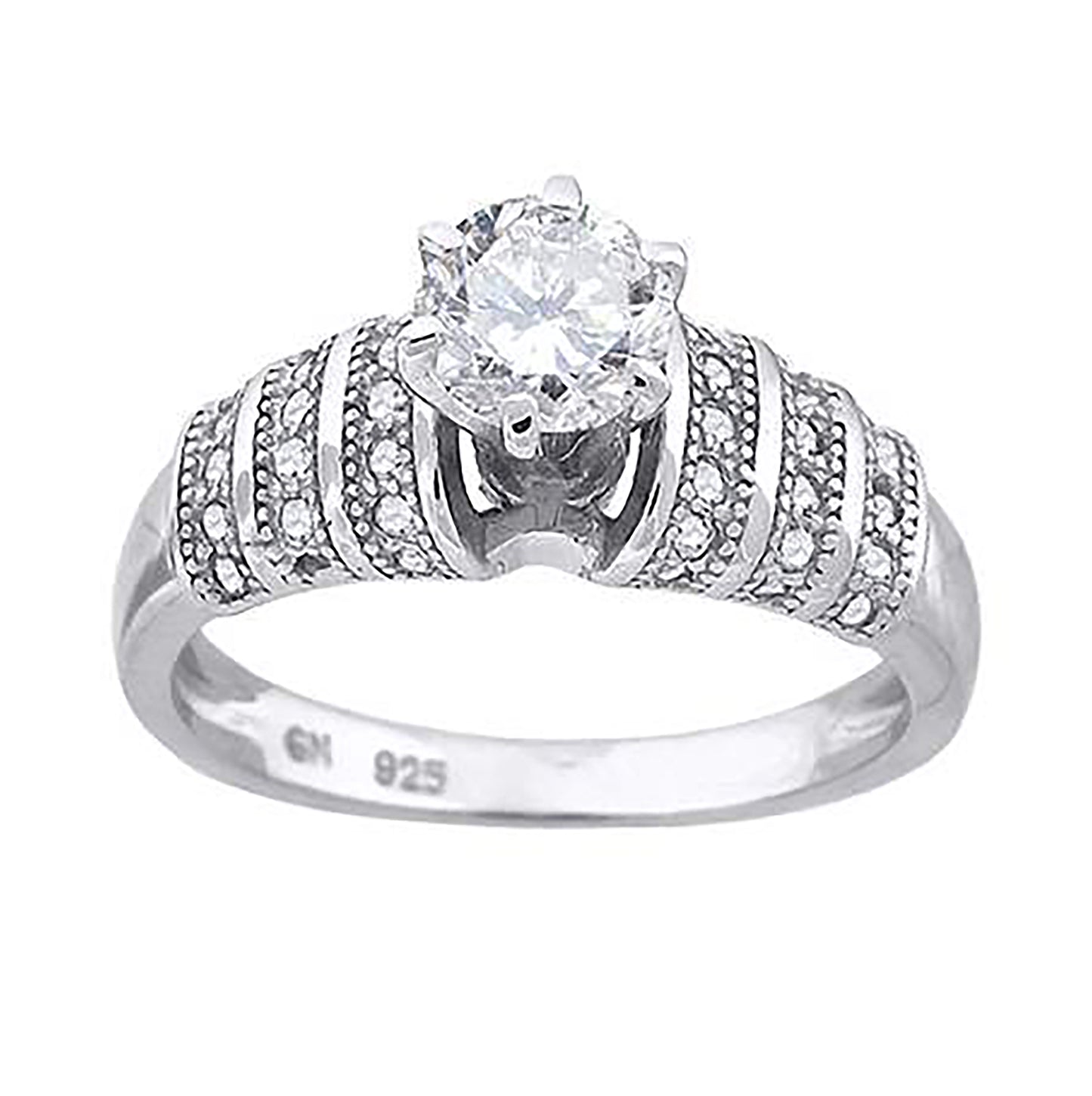Sterling Silver Women's Cubic Zirconia Bridal Anniversary Engagement Wedding Ring