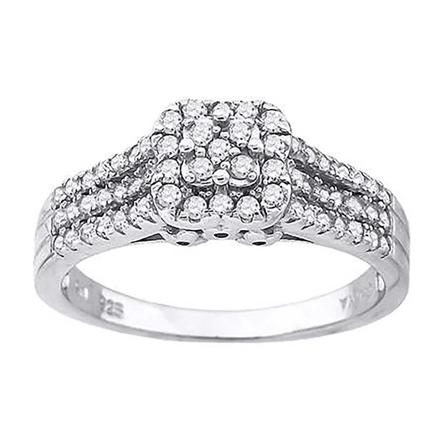 Sterling Silver Womens Cubic Zirconia Square Bridal Anniversary Engagement Wedding Ring