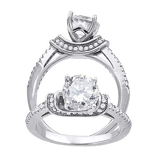 Sterling Silver Women's Cubic Zirconia Bridal Anniversary Engagement Wedding Ring