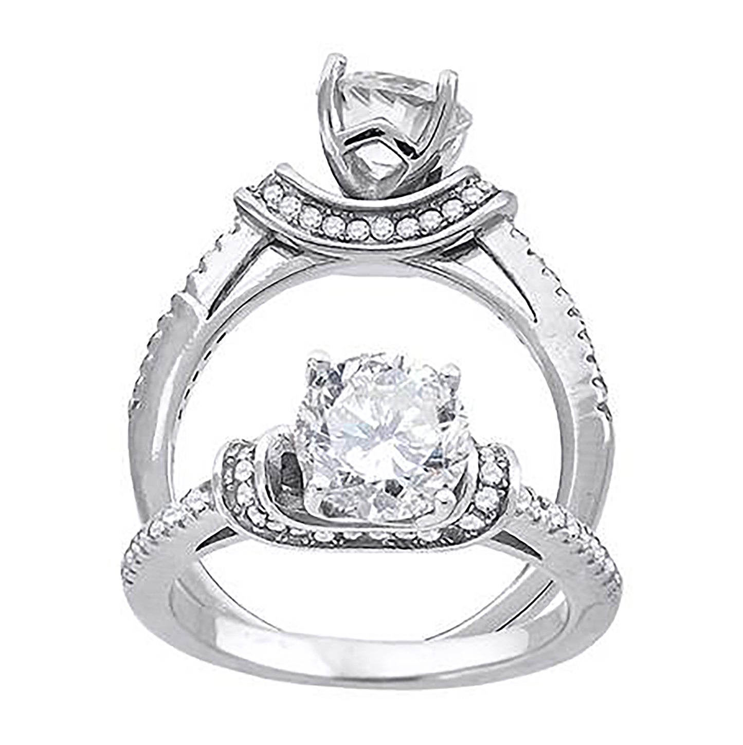 Sterling Silver Women's Cubic Zirconia Bridal Anniversary Engagement Wedding Ring