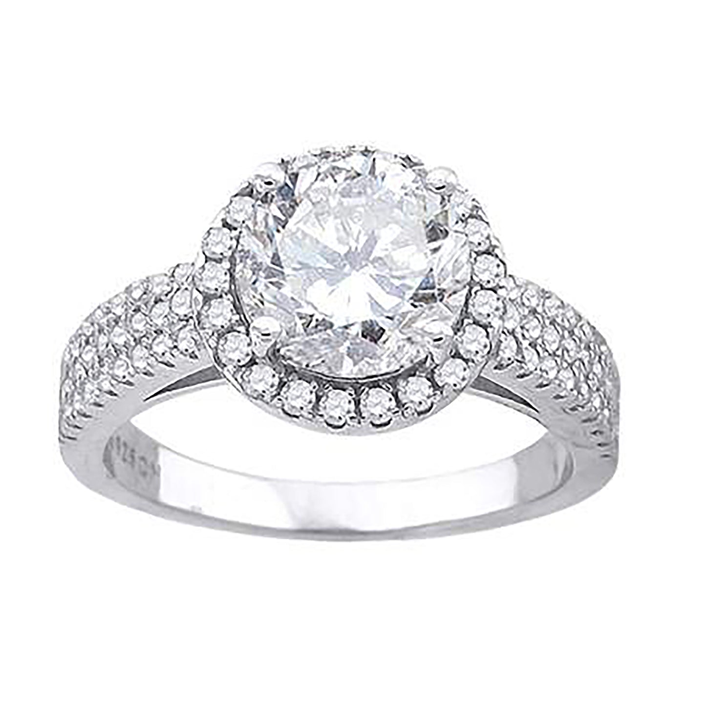 Sterling Silver Women's Cubic Zirconia Halo Bridal Anniversary Engagement Wedding Ring