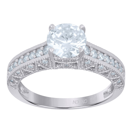 Sterling Silver Women's Cubic Zirconia Fashion Bridal Anniversary Engagement Wedding Ring