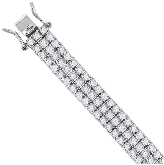 Sterling Silver Mens Cubic Zirconia Tennis Bracelet