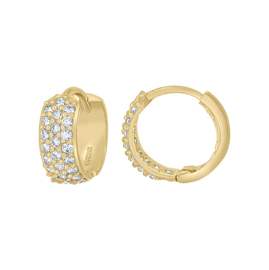 10K Yellow Gold Womens Cubic-Zirconia Cubic Zirconia Triple Row Hoop Earrings