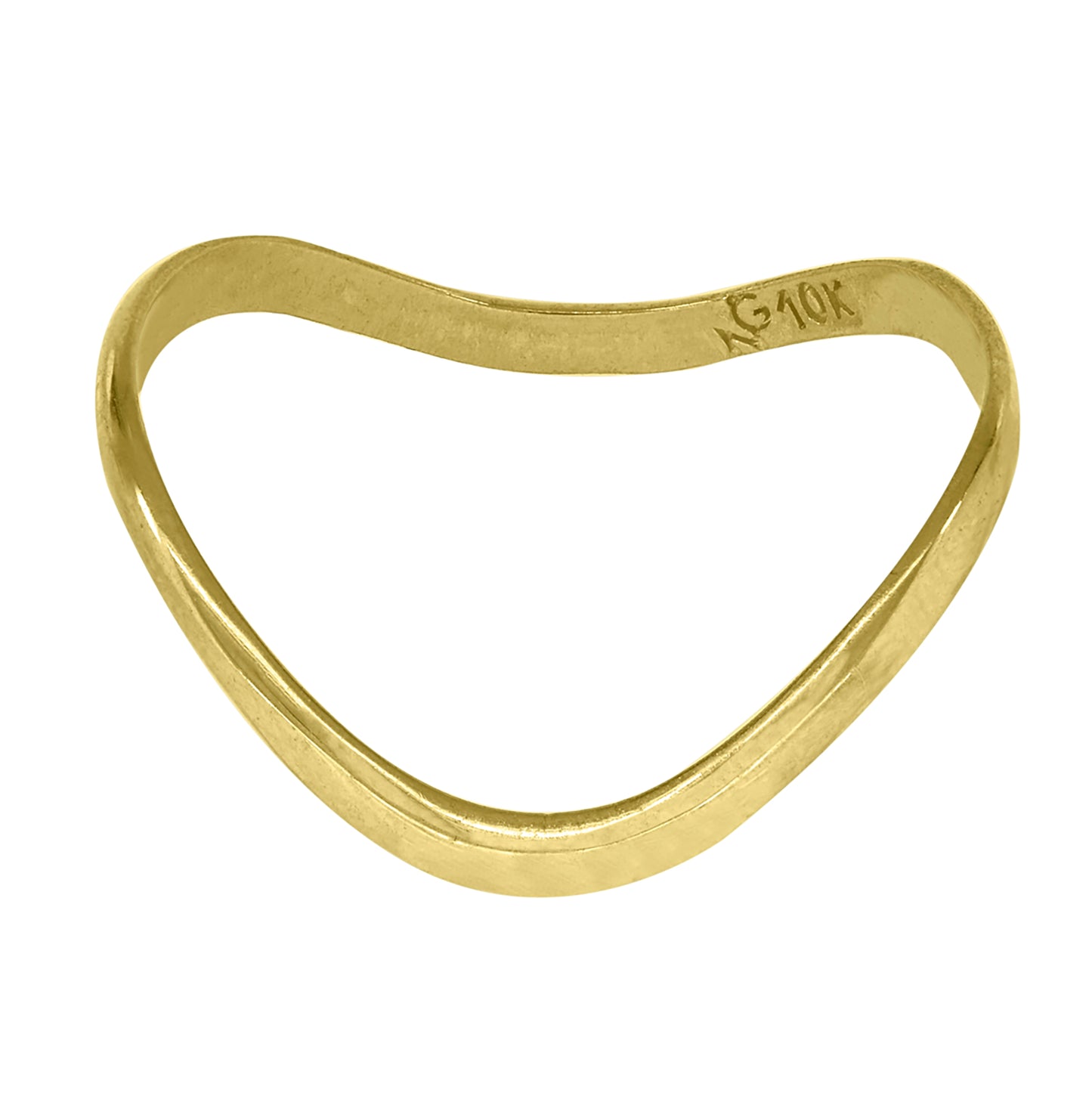 10K Yellow Gold Womens Polished Curved Band Ring Size-9
