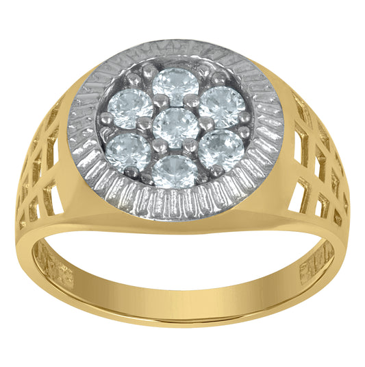 10K Two-Tone Gold Mens Cubic Zirconia Round Engagement Ring
