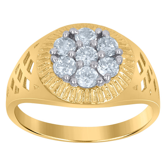 10K Two-Tone Gold Mens Cubic Zirconia Round Engagement Ring