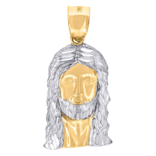 10K Two-Tone Gold Mens Jesus Religious Charm Pendant