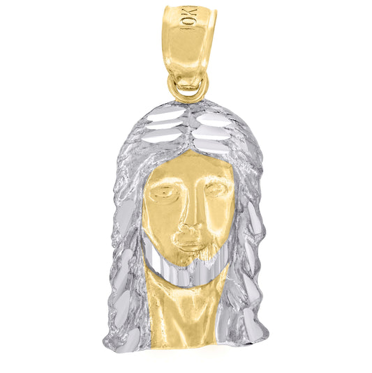 10K Two-Tone Gold Mens Jesus Religious Charm Pendant
