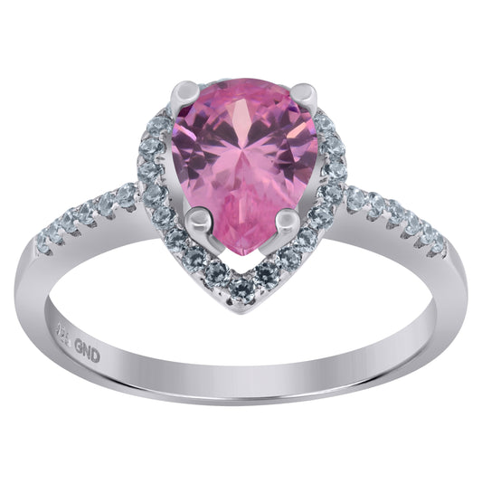 Sterling Silver Womens Pink Pear Cubic Zirconia Fashion Bridal Anniversary Wedding Engagement Band Ring