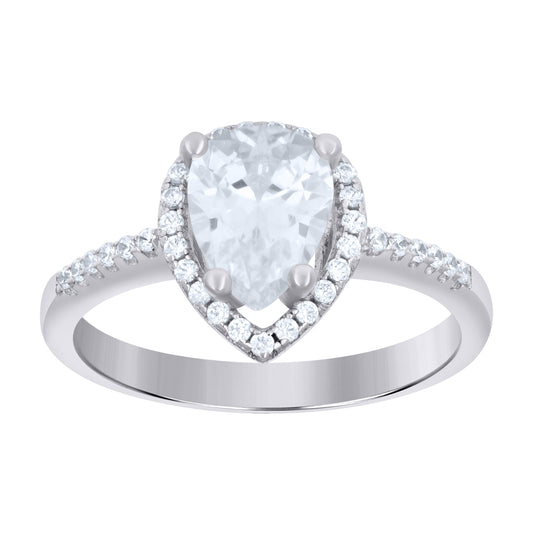 Sterling Silver Womens Pear Cubic Zirconia Fashion Bridal Anniversary Wedding Engagement Band Ring