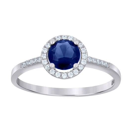 Sterling Silver Womens Royal Blue Cubic Zirconia Fashion Bridal Anniversary Wedding Engagement Band Ring