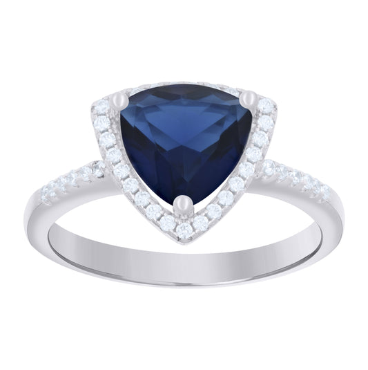 Sterling Silver Womens Royal Blue Trillion Cubic Zirconia Fashion Bridal Anniversary Wedding Engagement Band Ring