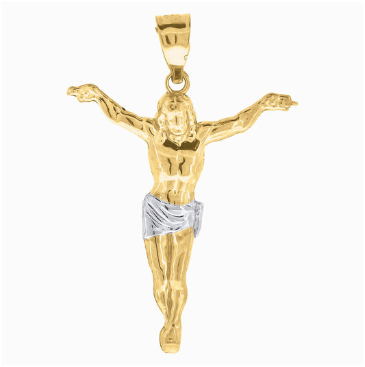 10K Two-Tone Gold Mens Crucifix Religious Charm Pendant