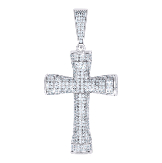 Sterling Silver Unisex Cubic Zirconia Cross Religious Charm Pendant