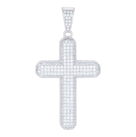 Sterling Silver Unisex Cubic Zirconia Cross Religious Charm Pendant