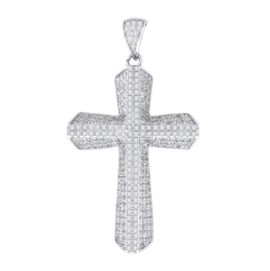 Sterling Silver Unisex Cubic Zirconia Cross Religious Charm Pendant