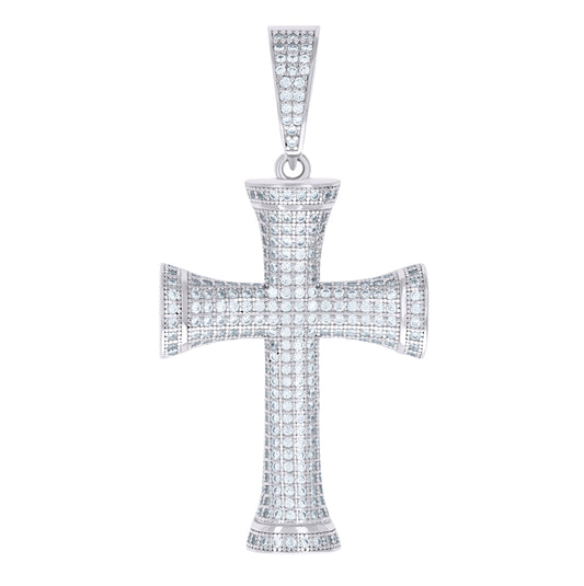 Sterling Silver Unisex Cubic Zirconia Cross Religious Charm Pendant