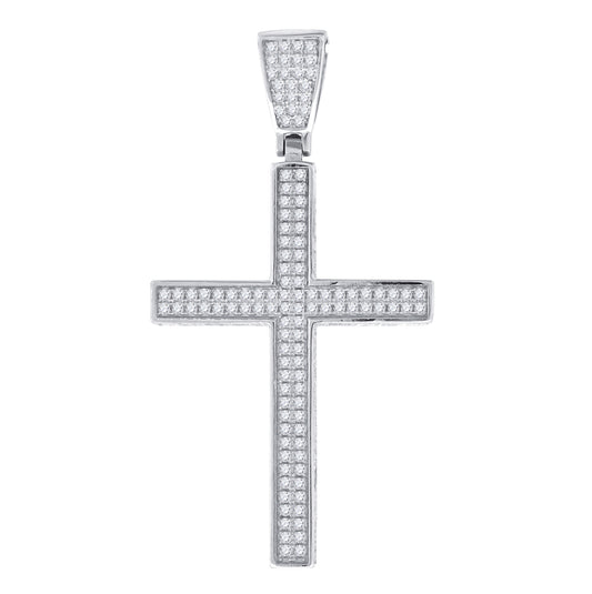 Sterling Silver Unisex Cubic Zirconia Cross Religious Charm Pendant